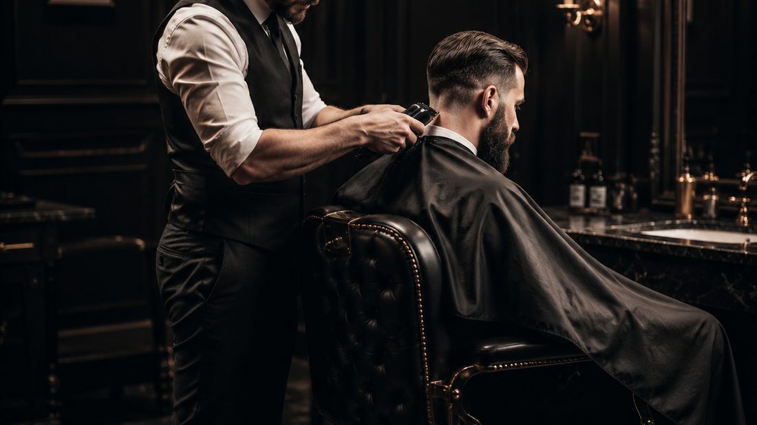 Barbero dando un corte de precisión en AS Barber